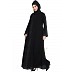 Front-open abaya with embroidery work- Black Front-open abaya with embroidery work- Black